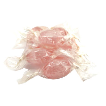 Inslagna rosa karameller med smak av Pink Bubbles
